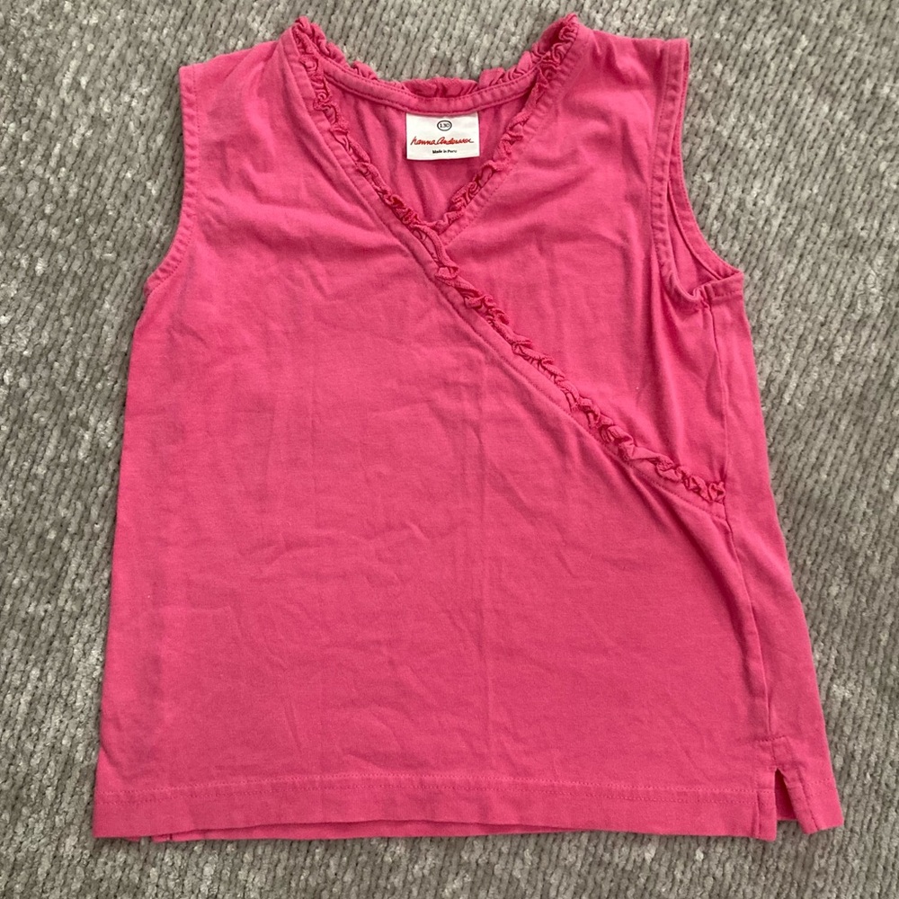 Hanna Andersson Pink Ruffle Cotton Tank Top | Size‎ 130 (8) Summer Classic Sweet